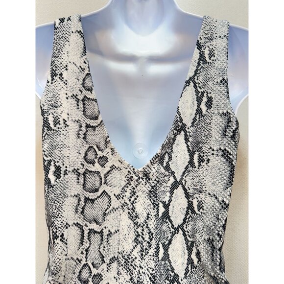 Lulus Womens Wildlife Black and White Snake Print Bodysuit Size L Sexy Chic - Picture 11 of 13